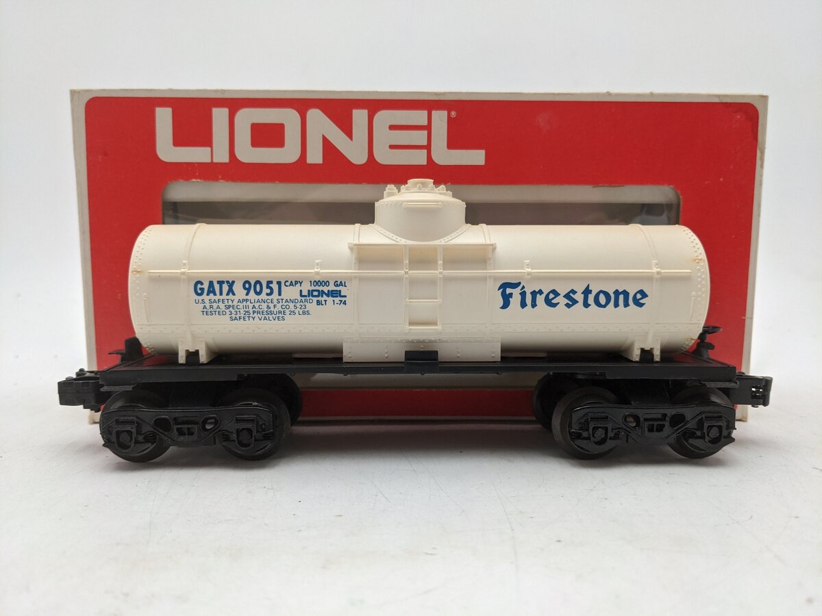 Lionel 6-9051 O Gauge Firestone Single Dome Tank Car EX/Box