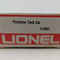Lionel 6-9051 O Gauge Firestone Single Dome Tank Car EX/Box