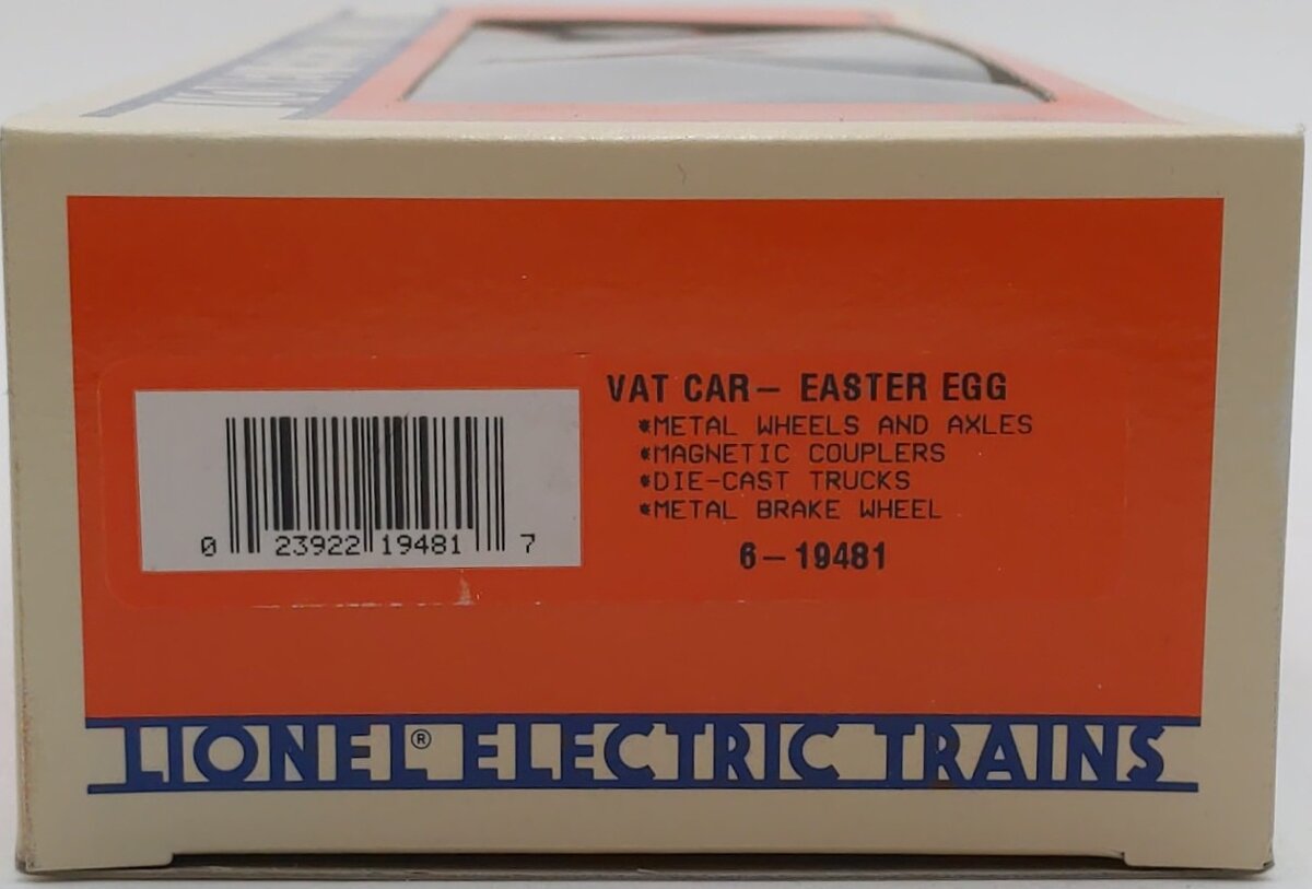 Lionel 6-19481 O Gauge Easter Vat Car LN/Box