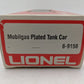 Lionel 6-9156 O Gauge Mobilgas Plated Single Dome Tank Car EX/Box