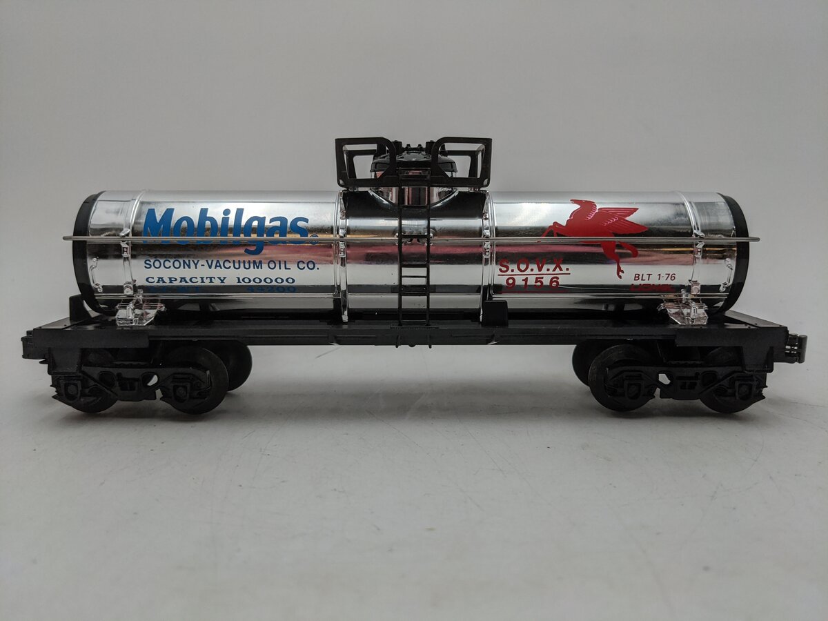 Lionel 6-9156 O Gauge Mobilgas Plated Single Dome Tank Car EX/Box
