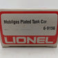Lionel 6-9156 O Gauge Mobilgas Plated Single Dome Tank Car EX/Box