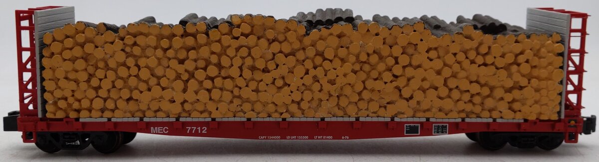 S-Helper 00302 S Gauge Maine Central Bulkhead Flatcar #7712 w/Pulpwood Load EX/Box