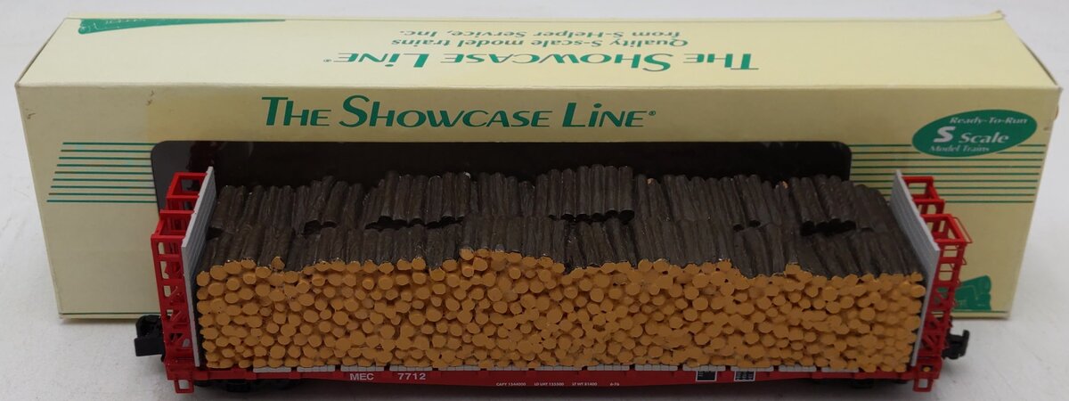 S-Helper 00302 S Gauge Maine Central Bulkhead Flatcar #7712 w/Pulpwood Load EX/Box