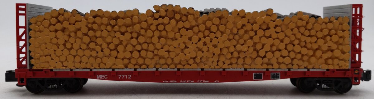 S-Helper 00302 S Gauge Maine Central Bulkhead Flatcar #7712 w/Pulpwood Load EX/Box