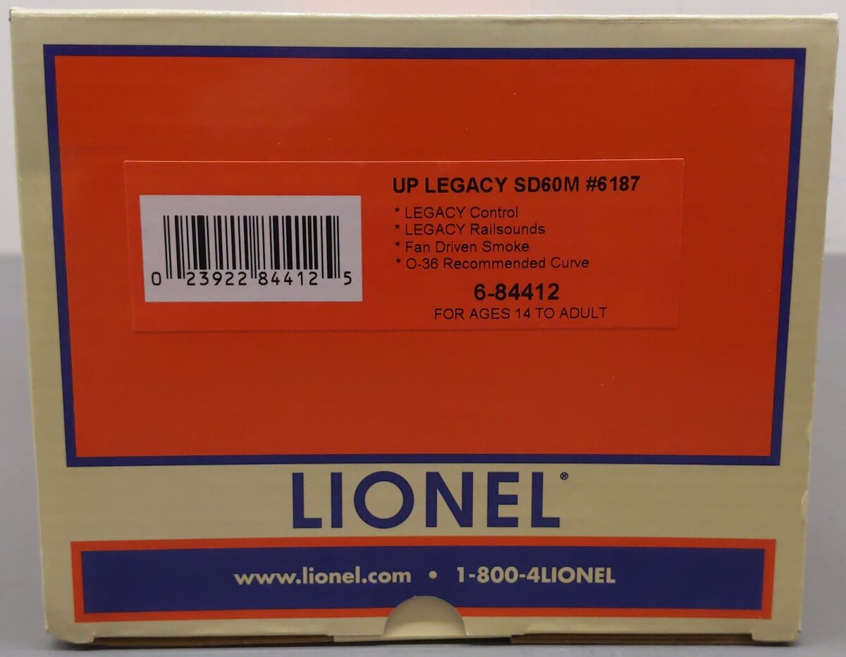 Lionel 6-84412 Union Pacific SD60M Diesel Locomotive #6187 EX/Box