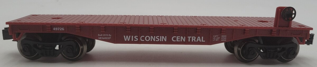 Menards 279-0872 O Gauge Wisconsin Central Flat Car #49726 EX