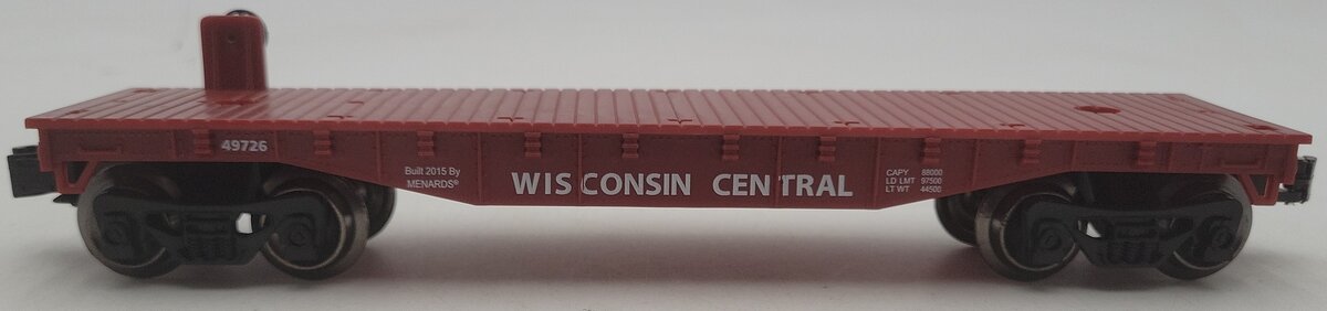 Menards 279-0872 O Gauge Wisconsin Central Flat Car #49726 EX
