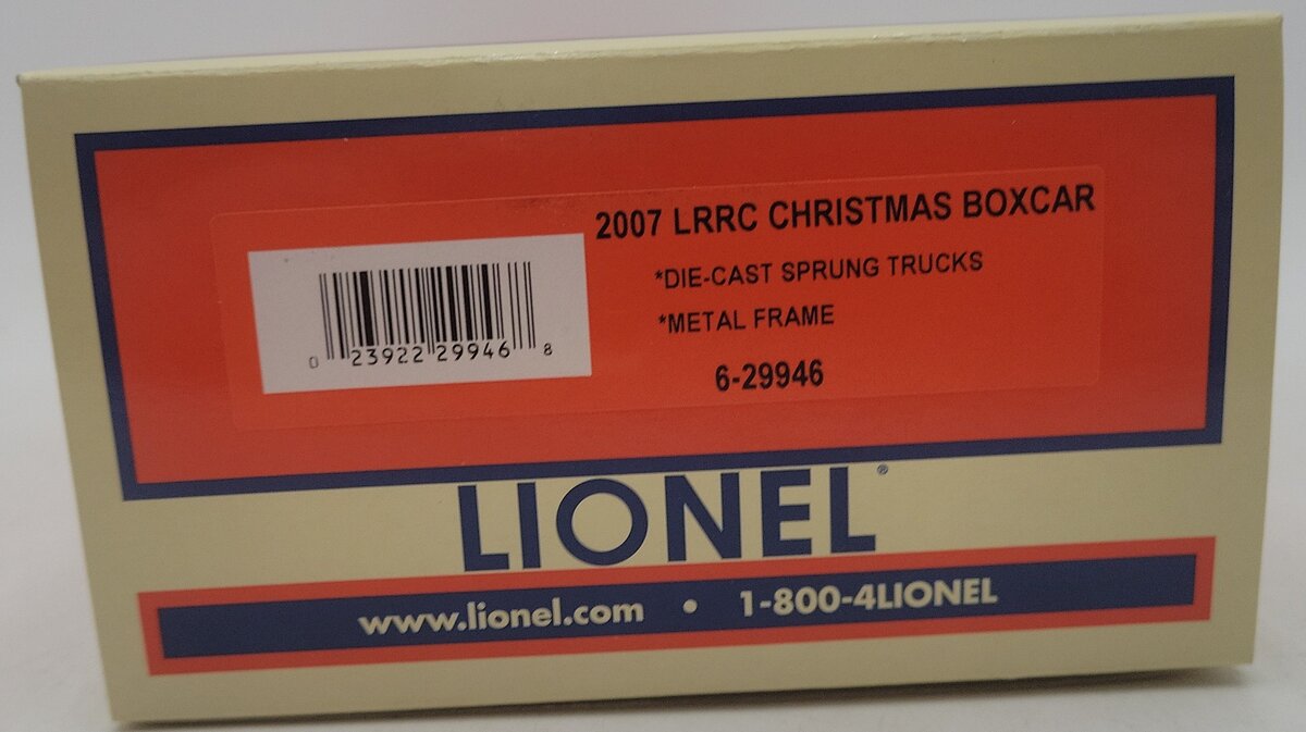 Lionel 6-29946 O Gauge 2007 LRRC Christmas Boxcar EX/Box