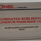 Lionel 6-9578 O Burlington "Silver Gladiola" Aluminum Passenger Car EX/Box