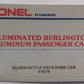 Lionel 6-9579 O Gauge Burlington "Silver Kettle" Aluminum Vista Dome Car EX/Box