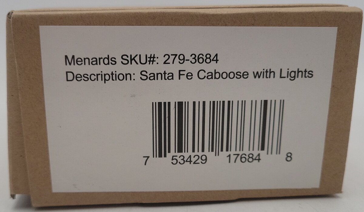 Menards 279-3684 O Gauge Santa Fe Caboose w/ Lights NIB