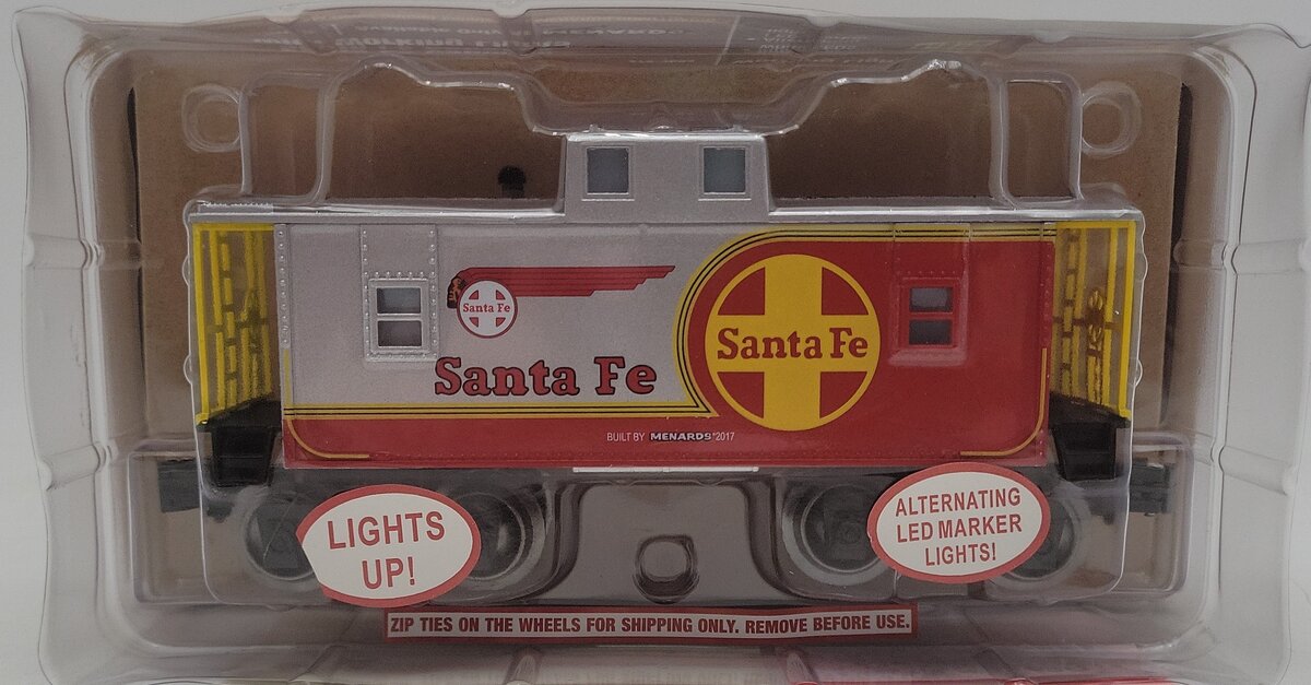 Menards 279-3684 O Gauge Santa Fe Caboose w/ Lights NIB