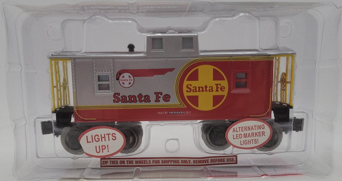 Menards 279-3684 O Gauge Santa Fe Caboose w/ Lights NIB