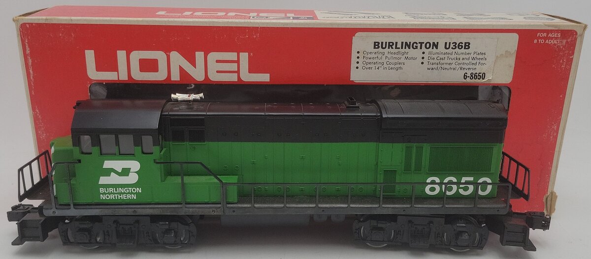 Lionel 6-8650 O Burlington Northern U36B Powered Diesel Locomotive #8650 EX/Box