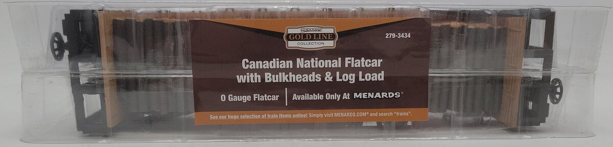 Menards 279-3434 O Canadian National Flatcar w/ Log Load #5947 NIB