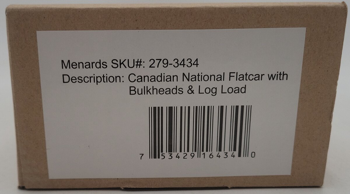 Menards 279-3434 O Canadian National Flatcar w/ Log Load #5947 NIB