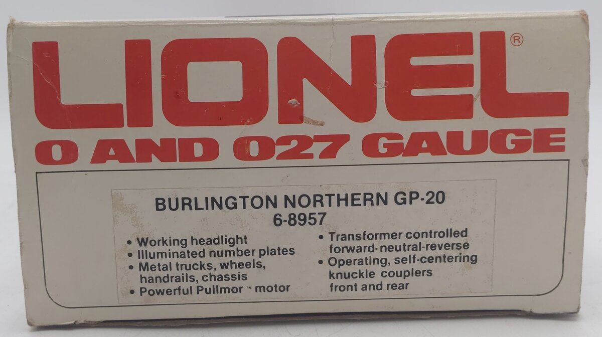Lionel 6-8957 O Burlington Northern GP-20 Powered Diesel Locomotive EX/Box