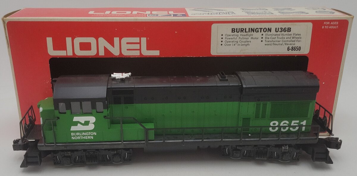 Lionel 6-8650 O Burlington Northern U36B Powered Diesel Locomotive #8650 EX/Box