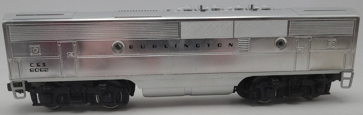 Lionel 6-8062 O Burlington F-3 B-Unit Chrome Non-Powered Diesel Locomotive #8062 EX/Box