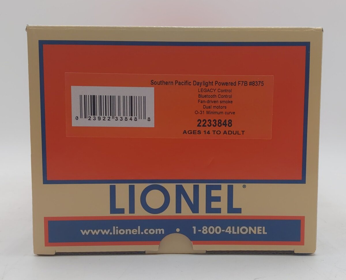 Lionel 2233848 O Southern Pacific Powered F7B Diesel Locomotive #8375 w Legacy EX/Box