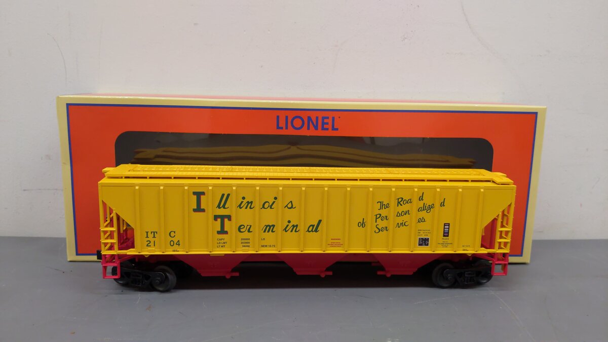 Lionel 2442129 O Illinois Terminal PS-2CD Covered Hopper #2104