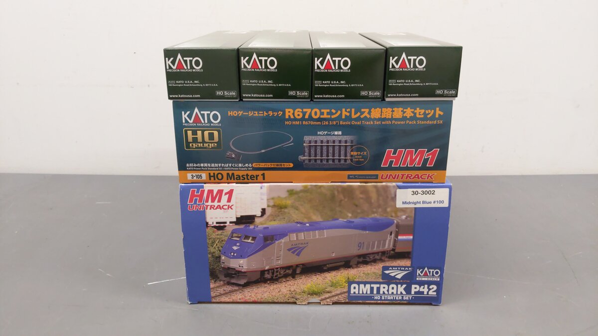 Kato 30-3002 HO Amtrak Midnight Blue P42 Starter Set #100 LN/Box