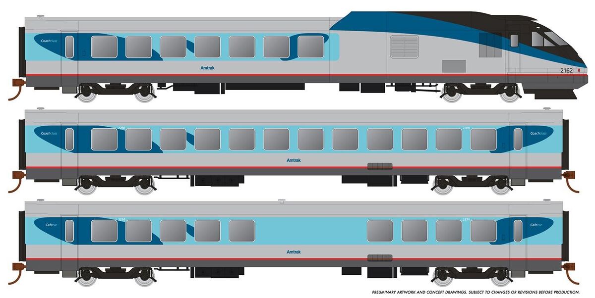 Rapido Trains 025005 HO Amtrak Phase V RTL Turboliner Passenger Car (Set of 5) NIB