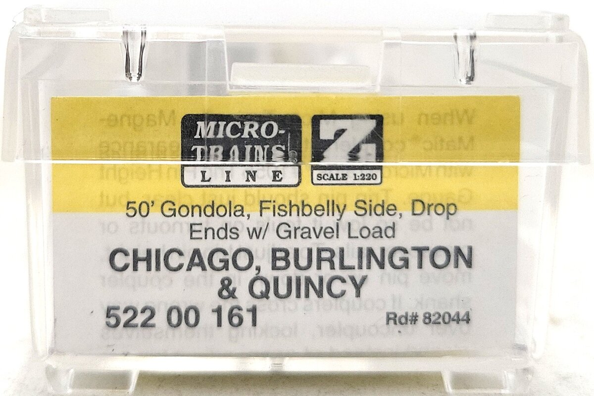 Micro-Trains 52200161 Z CB&Q 50' Fishbelly Sides Gondola w/Gravel Load #82044 LN/Box