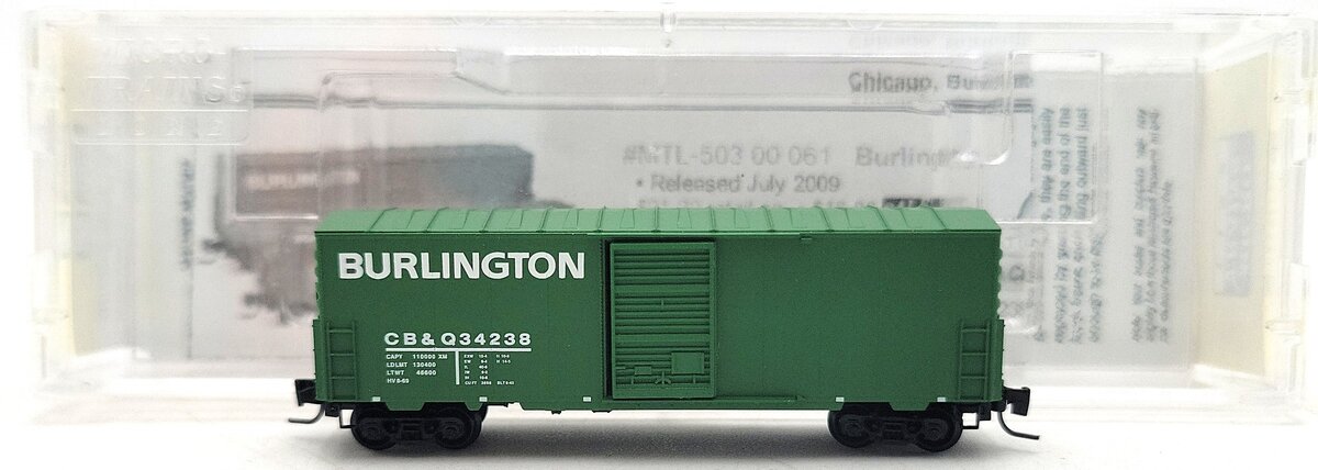 Micro-Trains 50300062 CB&Q 40' Standard Boxcar #34238 LN/Box