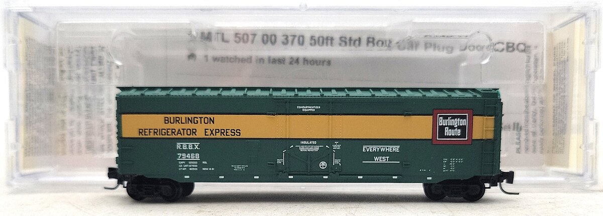 Micro-Trains 50700370 Z CB&Q 50' Standard Plug Door Boxcar #79468 LN/Box