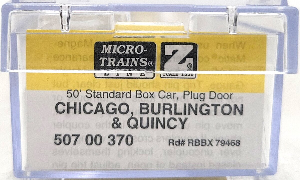 Micro-Trains 50700370 Z CB&Q 50' Standard Plug Door Boxcar #79468 LN/Box