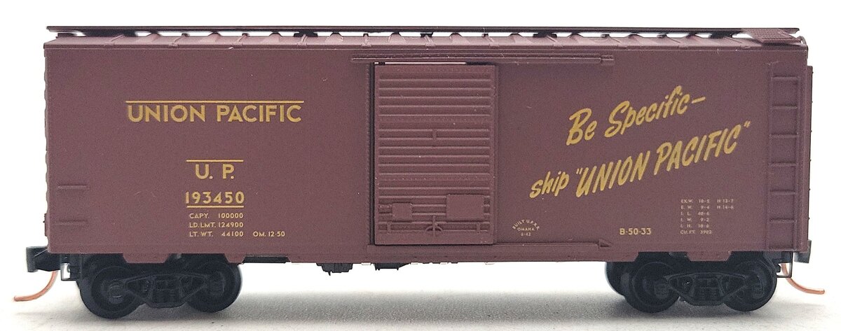 Micro-Trains 20296 N Scale Union Pacific 40' Standard Single Door BoxCar #193450 LN/Box