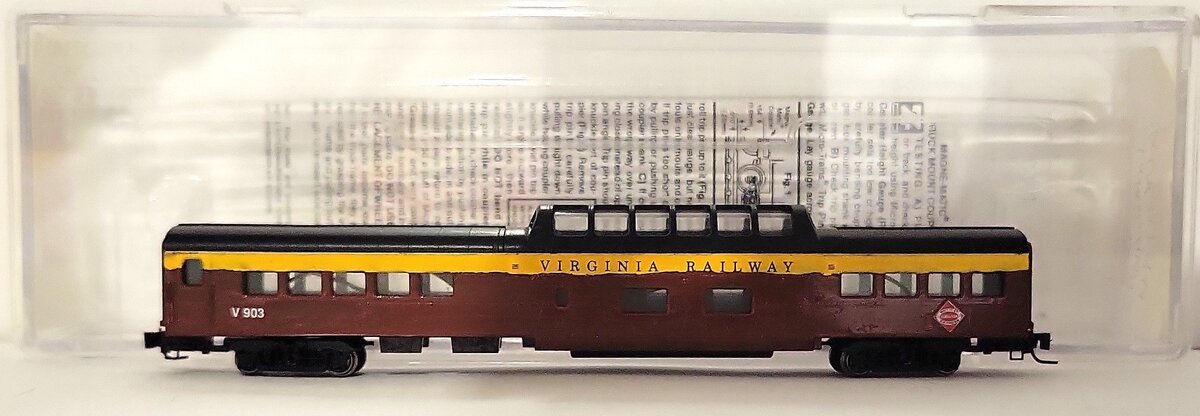 Micro-Trains 55100140 Z Scale Custom Virginia Railway 83' Lightweight Dome Car/Box