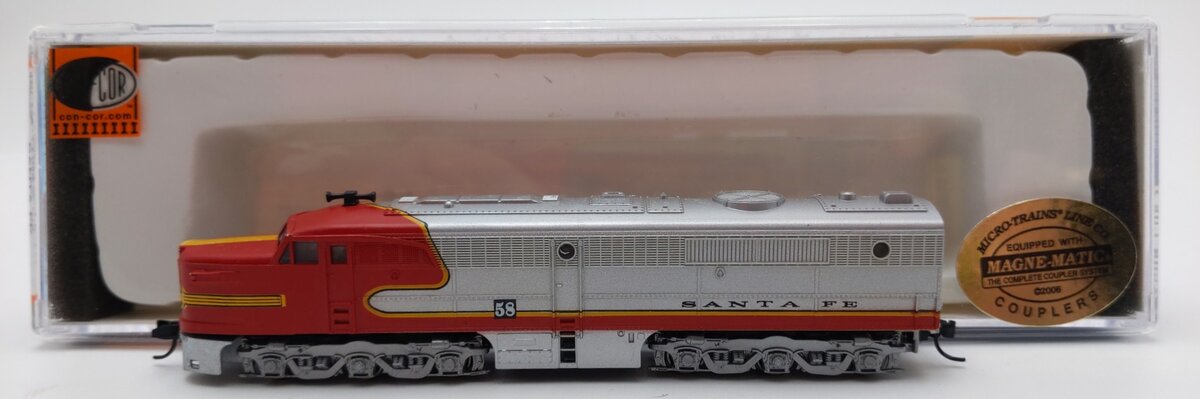 Con-Cor 202102 N Santa Fe Warbonnet PA-1 Dummy Diesel Locomotive w/Light #58 EX/Box