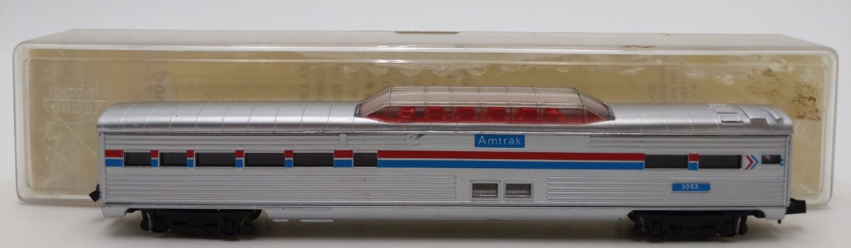 Model Power 3053 N Scale Amtrak Vista Dome Car EX/Box
