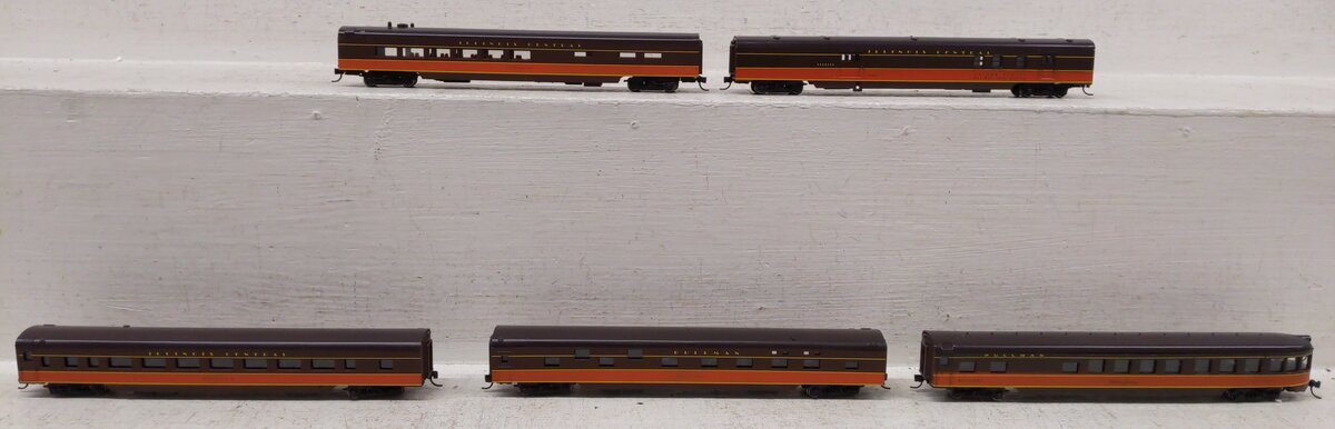Con-Cor 0001-004024 Illinois Central N Scale 5-Car Passenger Set w/Lights EX