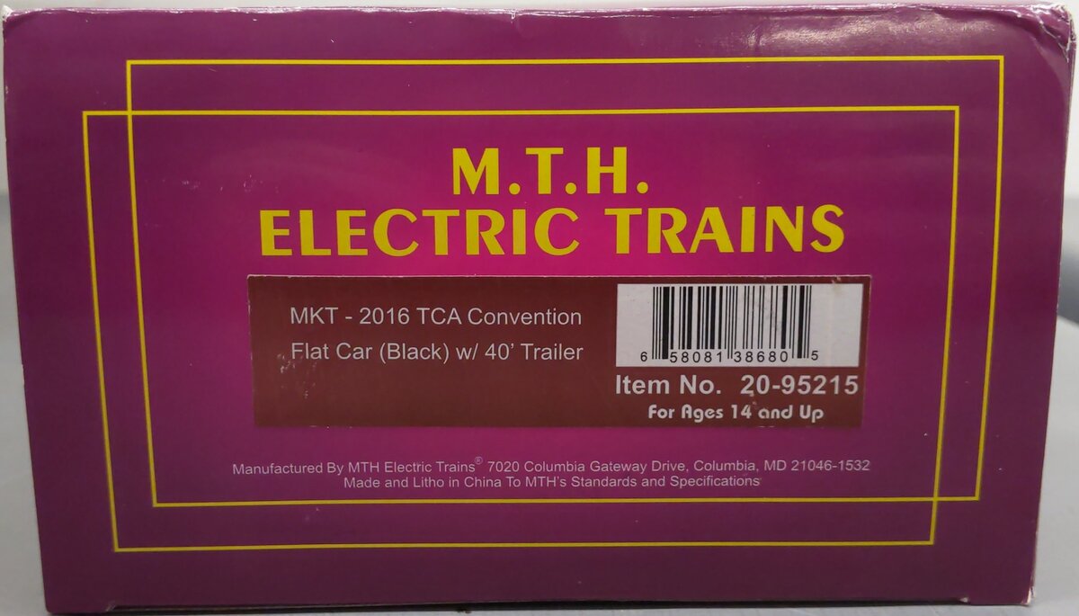 MTH 20-95215 O Missouri Kansas & Texas Railway Flat Car Black with 40’ Trailer  EX/Box