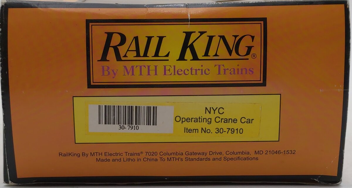 MTH 30-7910 O Gauge New York Central Operating Crane Car X-27 EX/Box