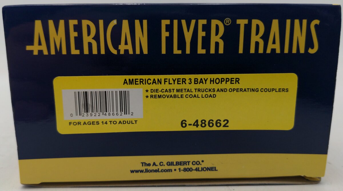 American Flyer 6-48662 S Scale American Flyer Scenery Gravel 3-Bay Hopper #22 EX/Box
