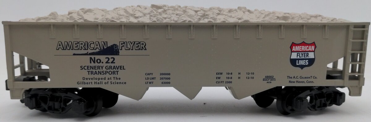 American Flyer 6-48662 S Scale American Flyer Scenery Gravel 3-Bay Hopper #22 EX/Box