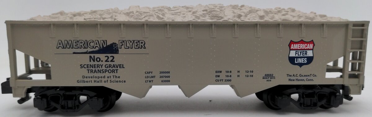 American Flyer 6-48662 S Scale American Flyer Scenery Gravel 3-Bay Hopper #22 EX/Box