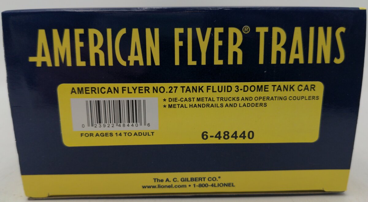 American Flyer 6-48440 S Gauge Track Cleaning Fluid 3-Dome Tank Car #27 LN/Box