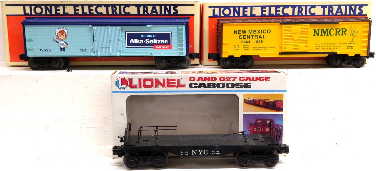 Lionel O Gauge Assorted Freight Cars: 16503, 19525, 52087 [3] VG/Box