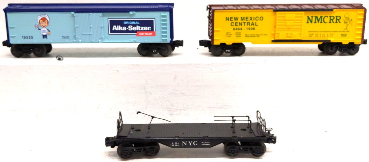 Lionel O Gauge Assorted Freight Cars: 16503, 19525, 52087 [3] VG/Box