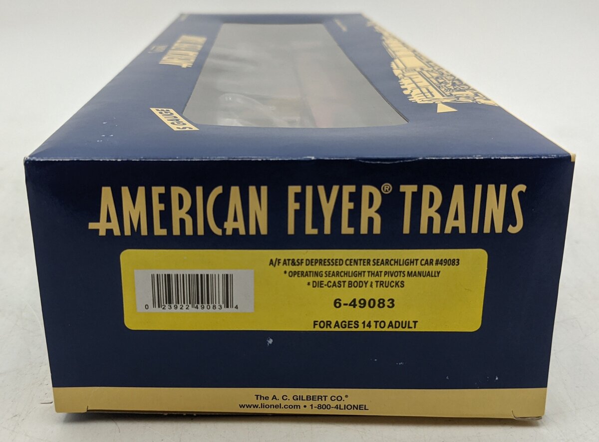 American Flyer 6-49083 S Scale Santa Fe Depressed Center Searchlight Car #49083 NIB