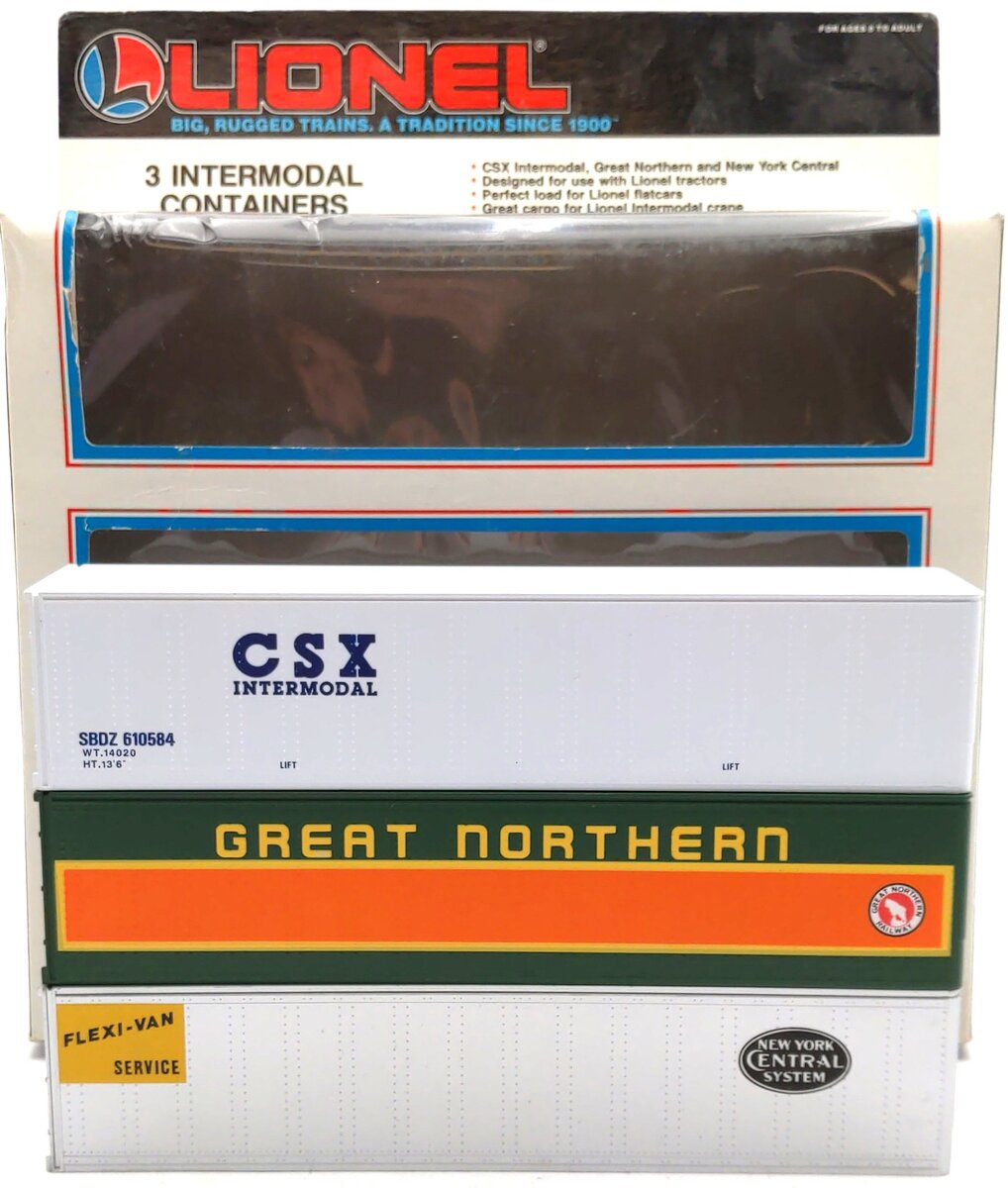 Lionel 6-12826 O CSX/Great Northern/New York Central Intermodal 3-Container Pack LN/Box