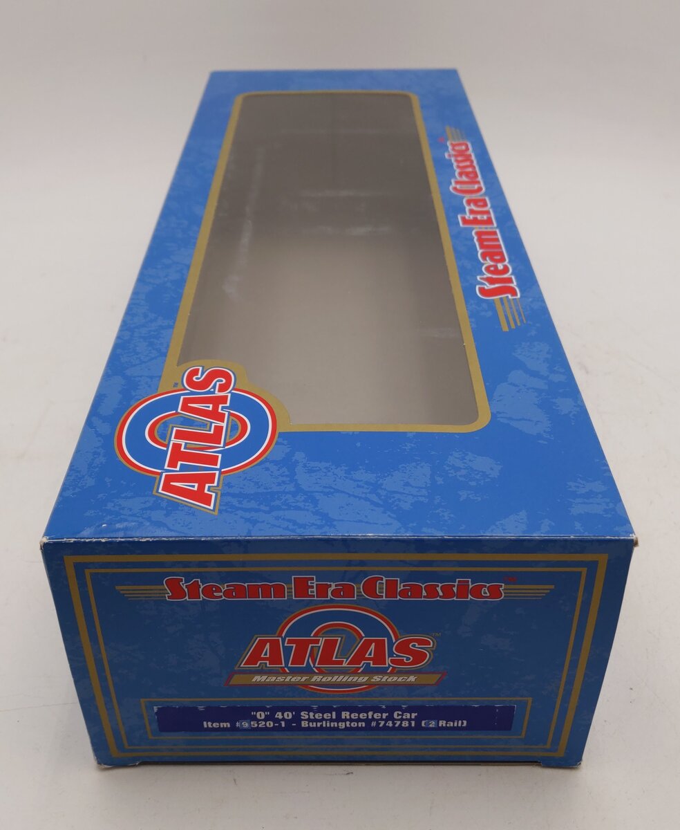 Atlas 9520-1 O Gauge Burlington Route Steel Refrigerator Car #74781 -2 Rail LN/Box
