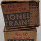 Lionel 50 Vintage O Motorized Gang Cars (2) VG/Box
