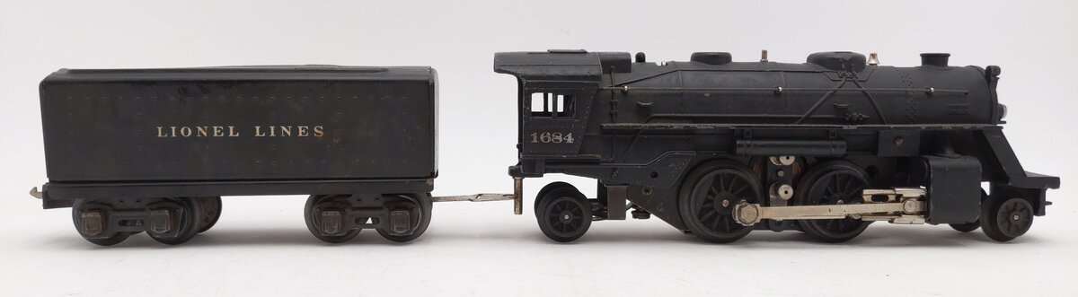 Lionel 1684 Vintage O Prewar 2-4-2 Steam Locomotive w/ 1689T Tinplate Tender VG